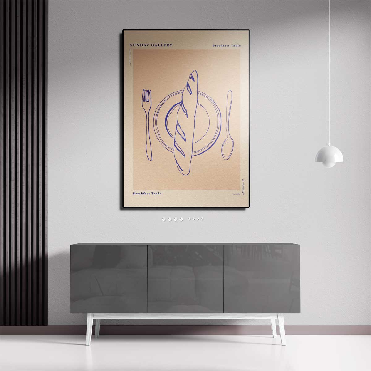 Ontbijttafel Illustratie – canvas kunstwerk als wanddecoratie