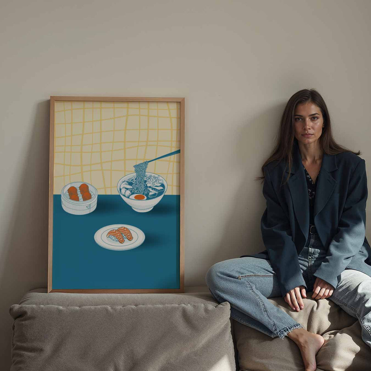 Aziatische Eetervaring – staande keuken wanddecoratie van WallArtistic