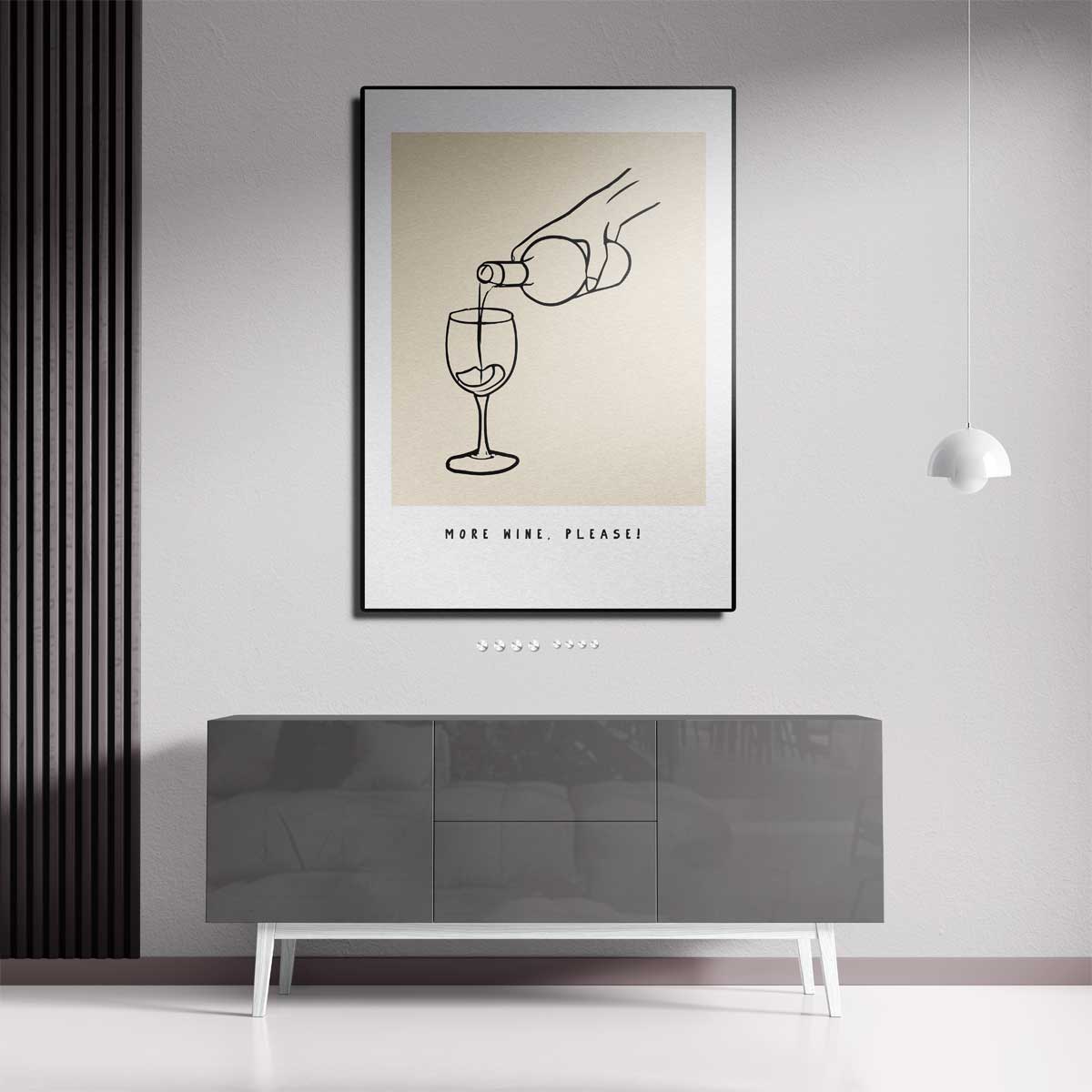 Meer Wijn, Alsjeblieft! – staande wandkunst voor woonkamer of interieur