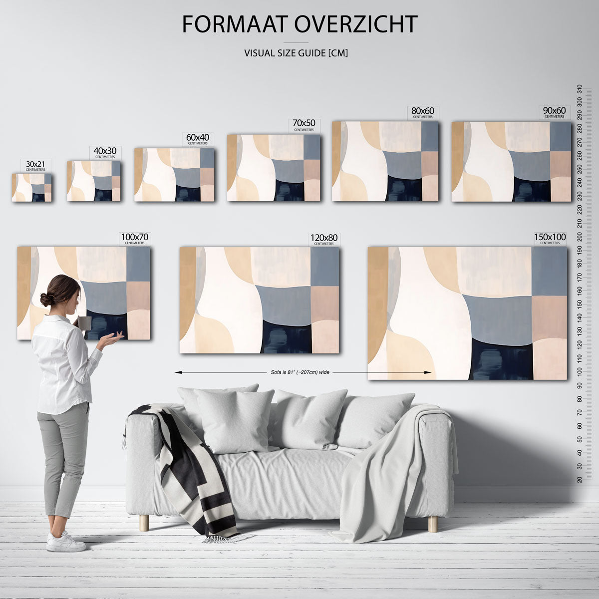 Abstracte vormen – liggende muurposter met kleurrijke abstracte vormen