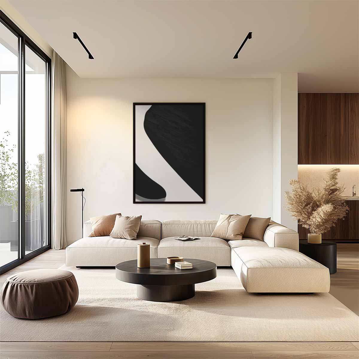Elegante Abstractie in Zwart & Wit – plexiglas wanddecoratie in portret formaat