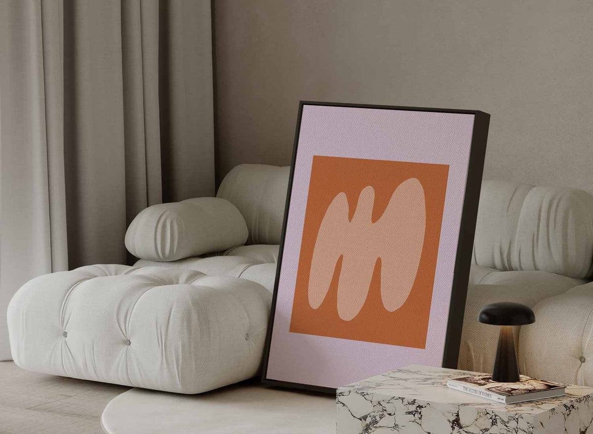 Zachte Abstractie in Perzikkleur – canvas kunstwerk als wanddecoratie