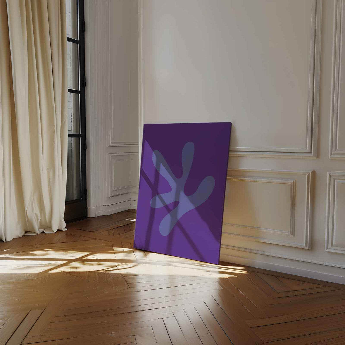Speelse Paarse Vormen – modern portret kunstwerk van WallArtistic