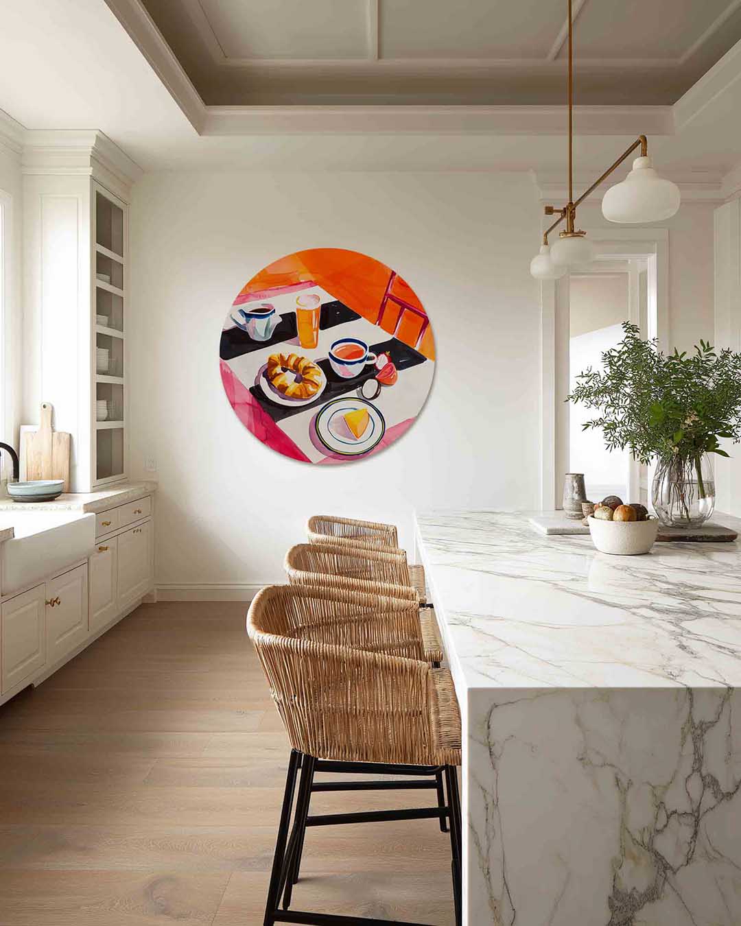Ontbijt tafel – abstracte muurcirkel als ronde wanddecoratie