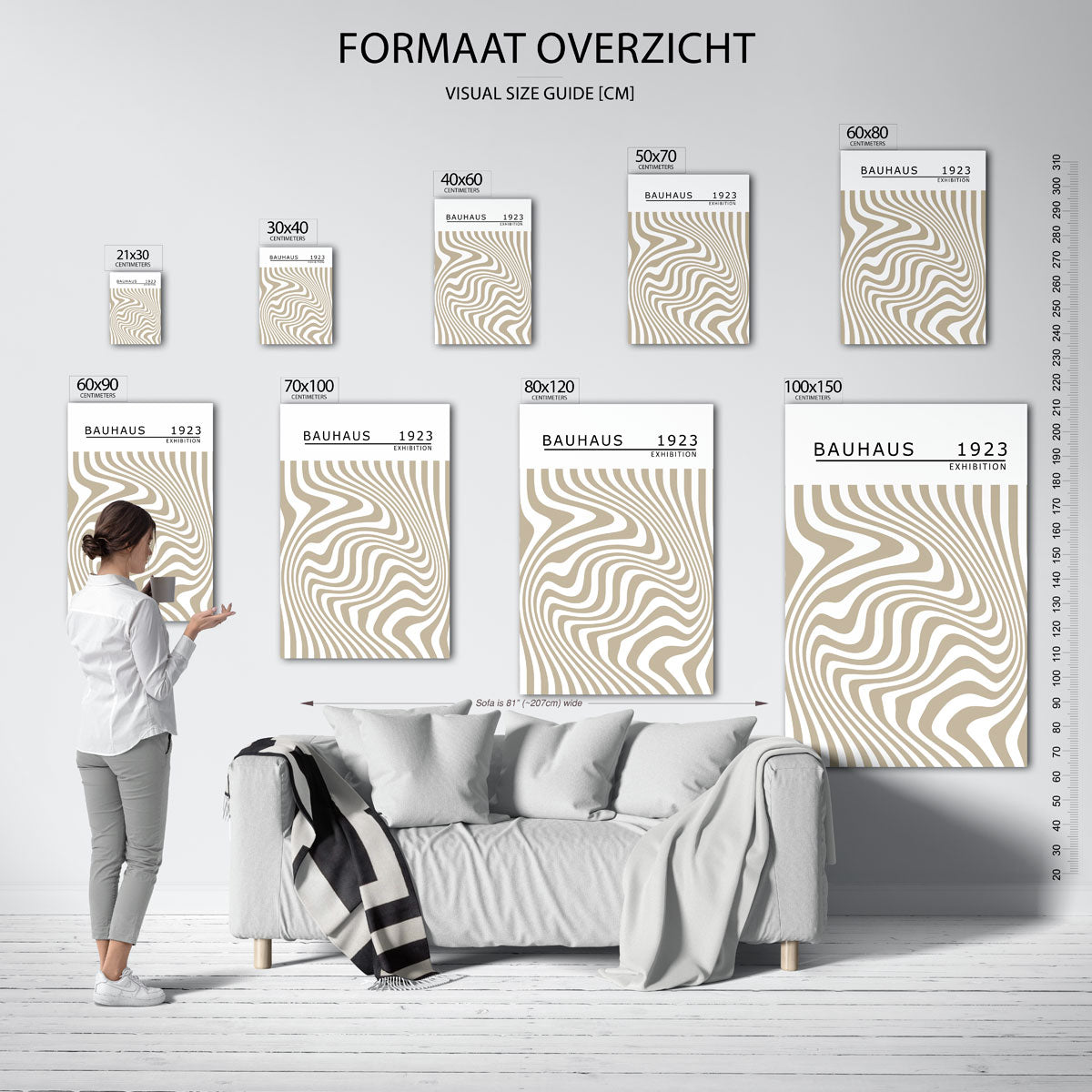 Golvend lijnenspel – Bauhaus poster als moderne geometrische wanddecoratie