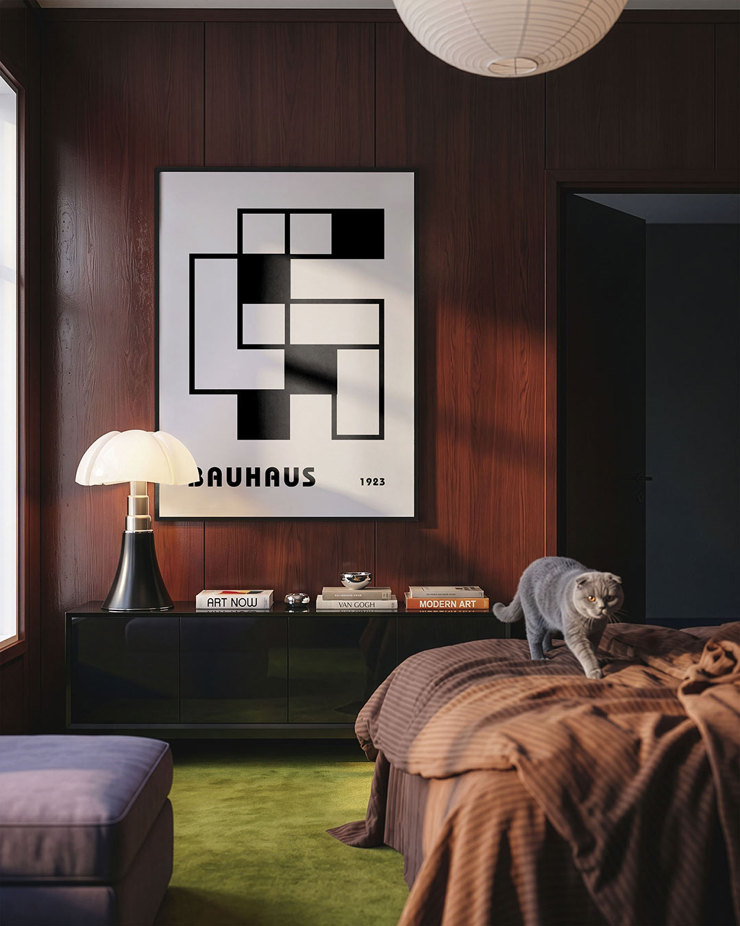 Vormritme en lijnen – geometrische Bauhaus poster in staand formaat