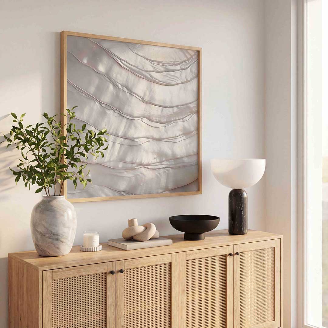 Glanzende parelmoer – abstracte wandkunst als vierkante poster