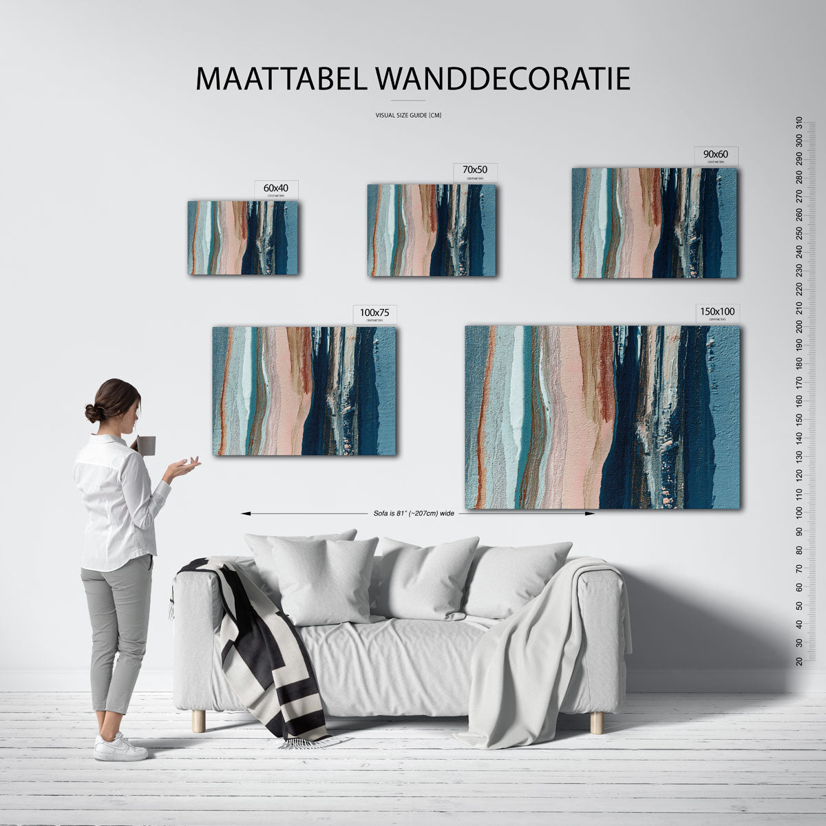 Verticale kleurenstroken – Abstract kunstwerk – moderne liggende wandkunst