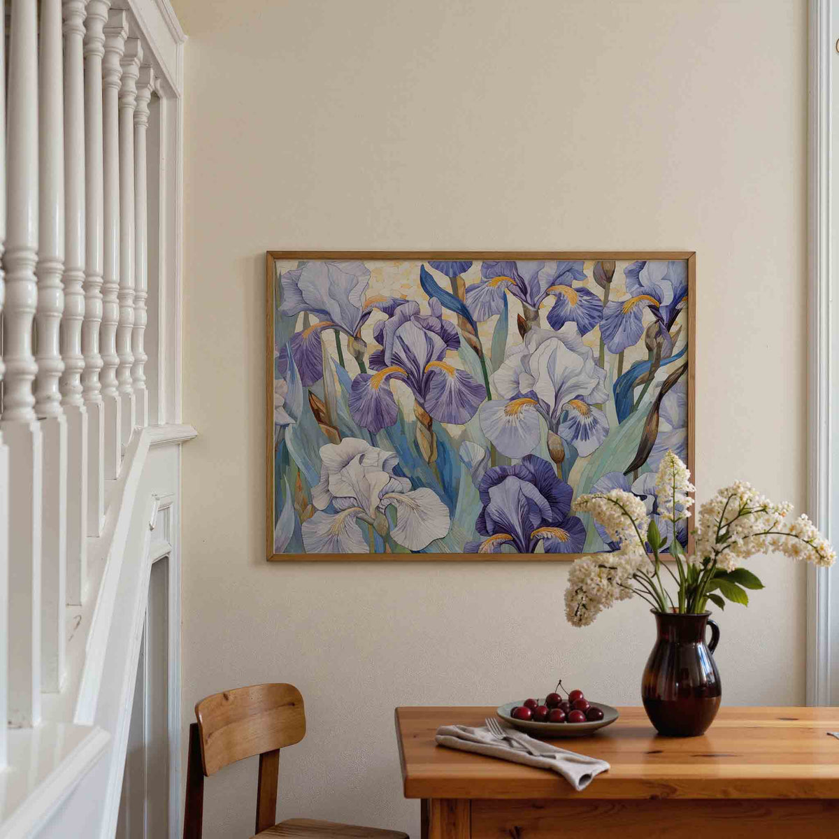 Paarse bloemen – botanische poster in liggend formaat