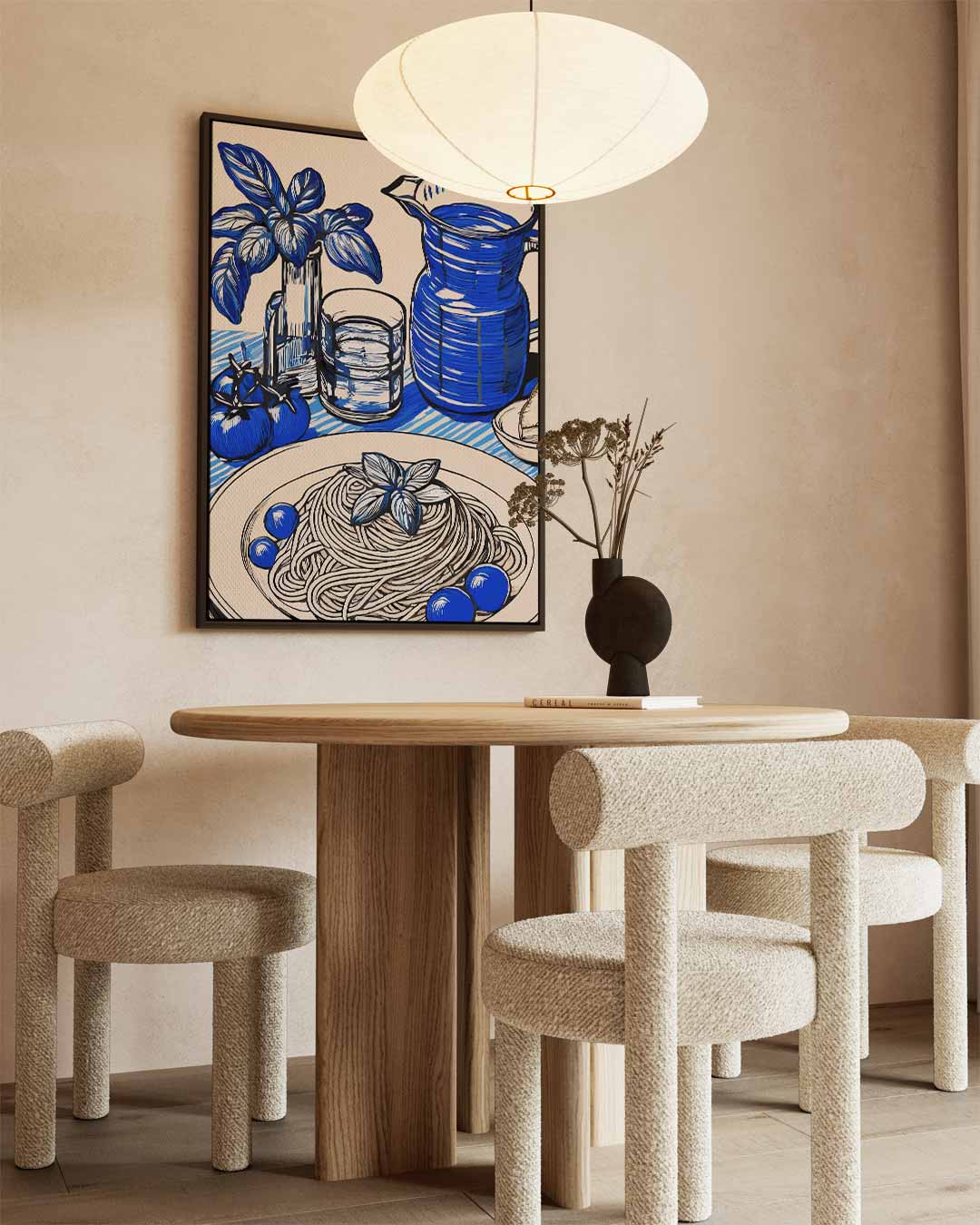 Blauwe Pracht in de Keuken – canvas wanddecoratie in portret formaat