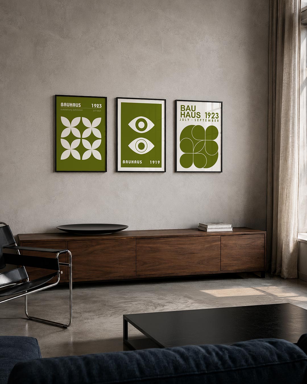 Vorm en kleur posterset – tweede productweergave – deze posterset in drie delen toont een ritmisch patroon van witte