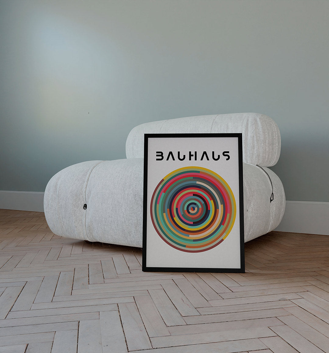 Cirkelvormen en kleur – staande Bauhaus poster voor aan de muur