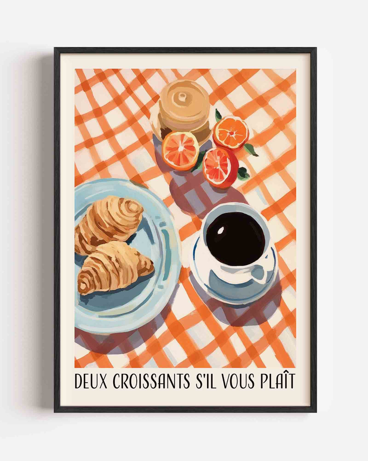 Ontbijt met croissants – keuken portret poster als wanddecoratie