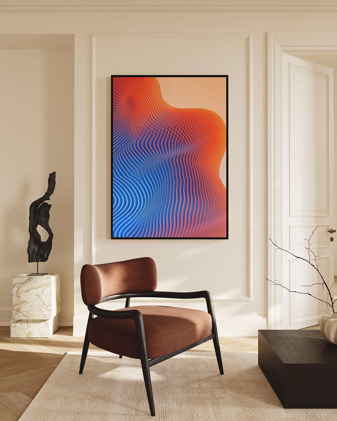 Golvende kleuren – Wanddecoratie kunstwerk – staande wanddecoratie