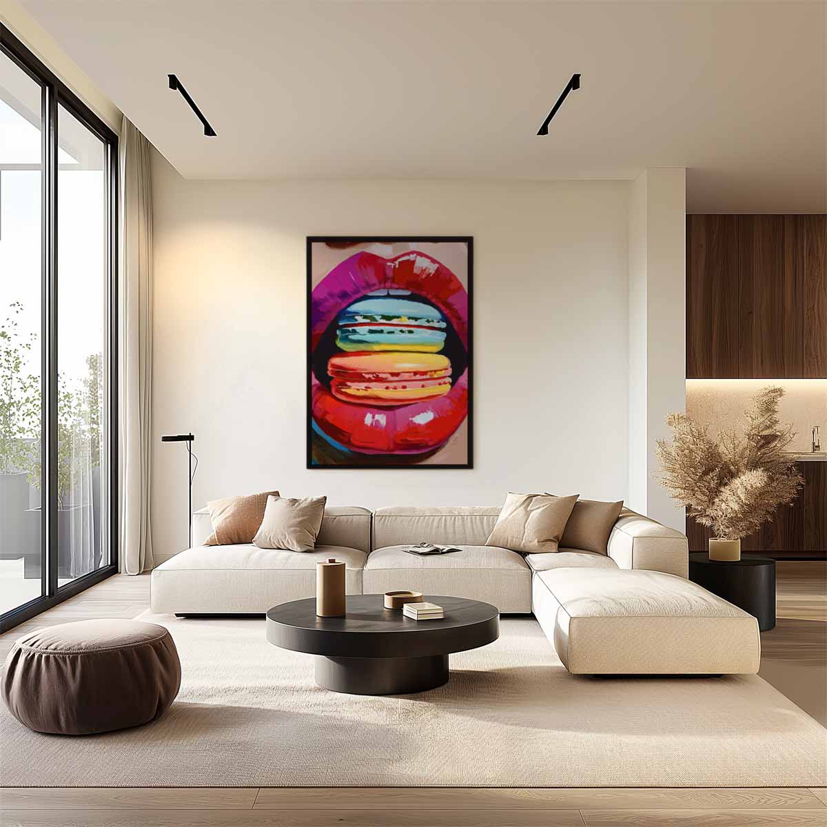 Kleurrijke Macaron Verleiding – staand kunstwerk voor modern interieur