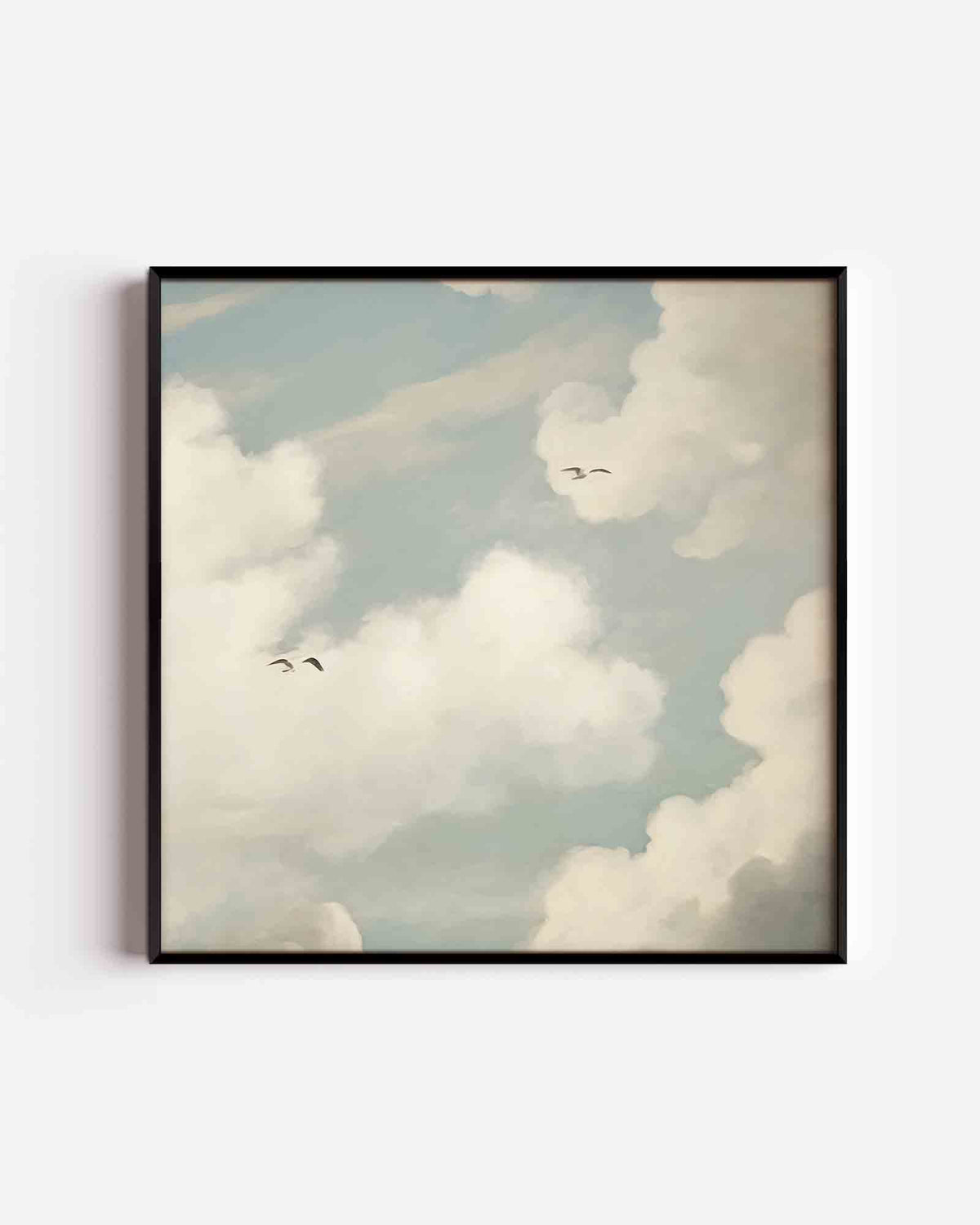 Wolken en vogels – vintage vierkante poster als wanddecoratie