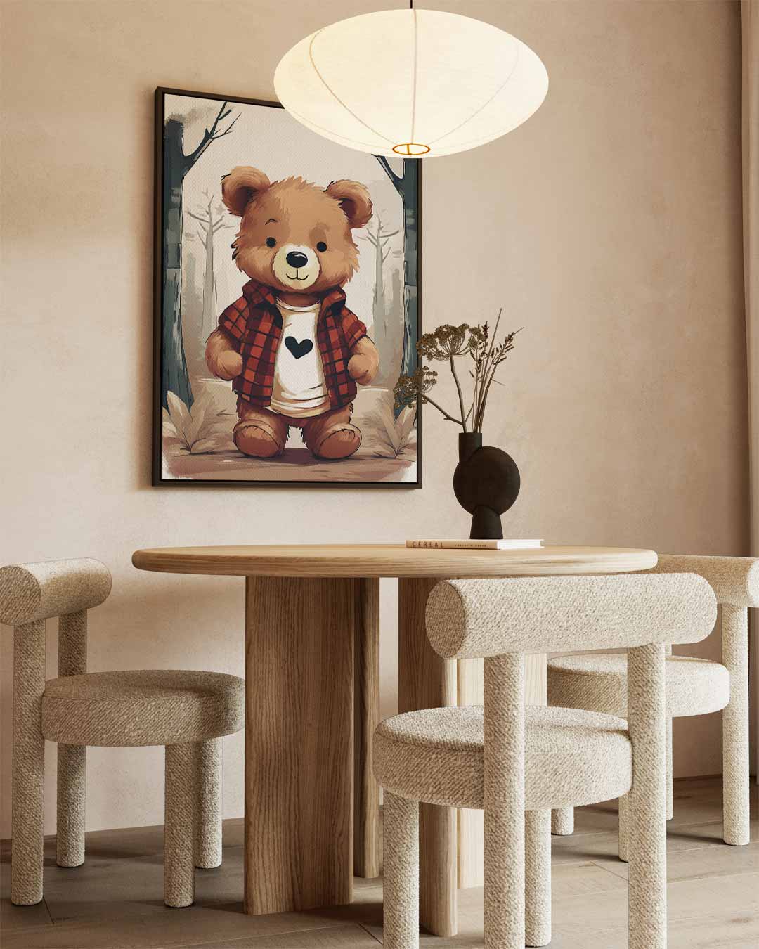 Knuffelbeer in het Bos – staand kunstwerk voor modern interieur