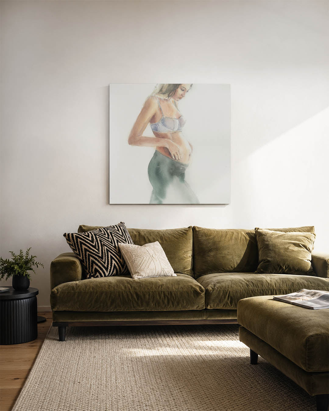 Abstract kunstwerk – derde productweergave – een abstract kunstwerk met donkere tinten en een rustige visuele opbouw.