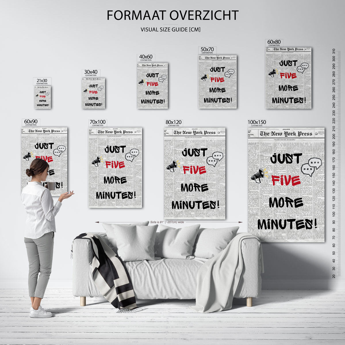 Krant met tekst en symbolen – staande muurposter in Pop Art stijl
