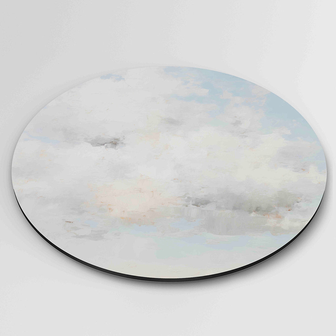 Lucht en wolken – kleurrijke wandkunst als muurcirkel
