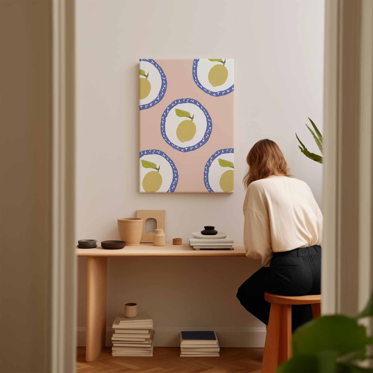 Zomerse Citroenen op Bord – modern portret kunstwerk van WallArtistic