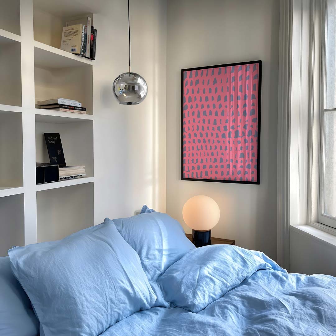 Vrolijke Roze Abstracte Kunstposter – staande moderne wanddecoratie van WallArtistic