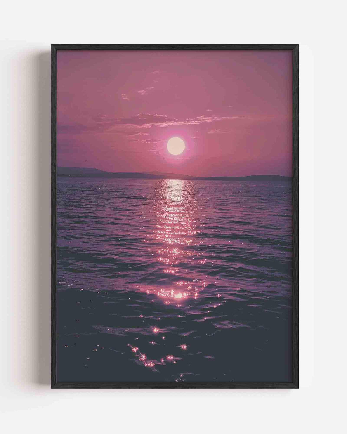 Zonsondergang boven zee – kleurrijke abstracte portret poster als wanddecoratie