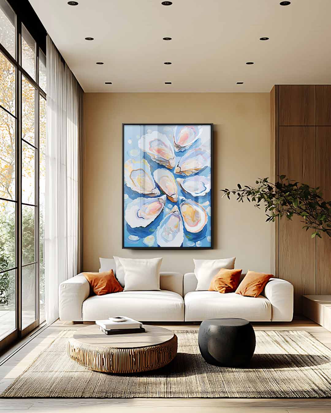 Oesters in Kunst – staande wandkunst voor woonkamer of interieur