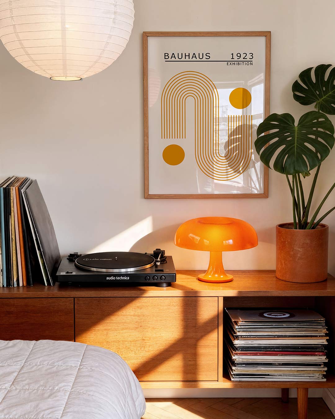 Lijnen en cirkels – geometrische Bauhaus poster in staand formaat