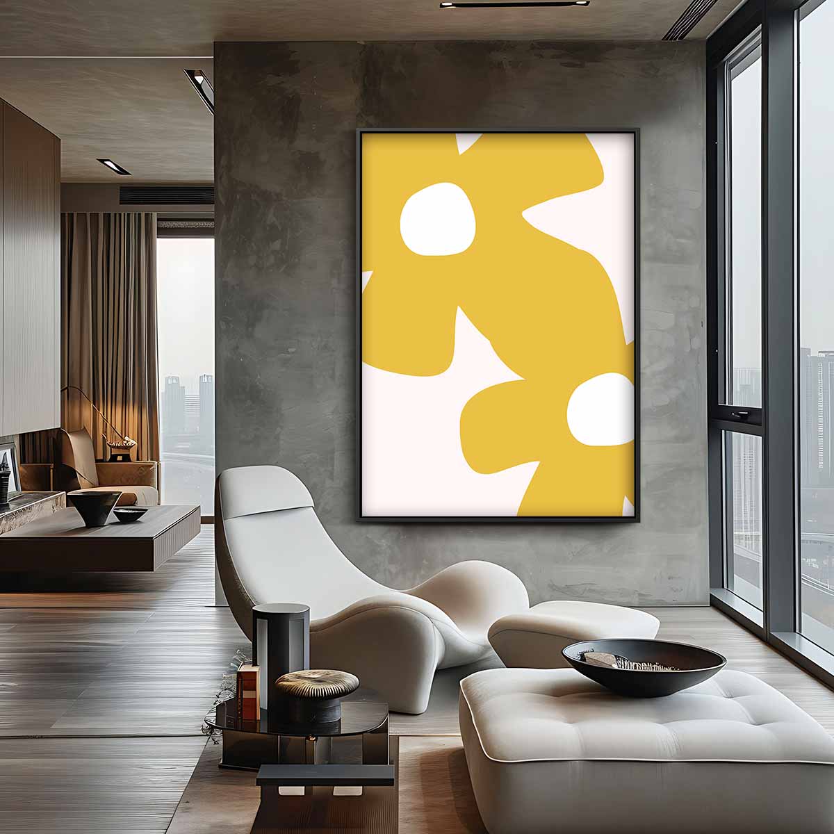 Bloemen in het Zonnegeel – canvas kunstwerk als wanddecoratie