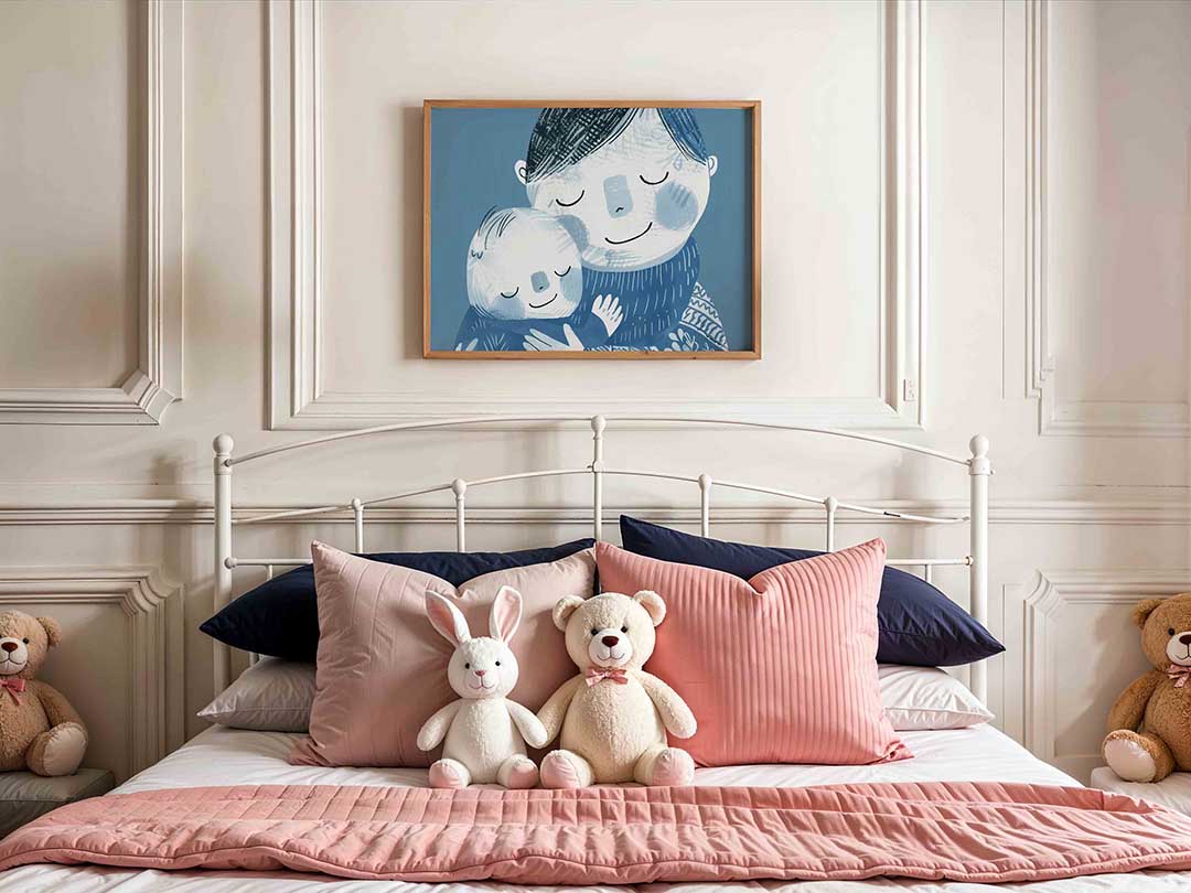 Knuffelende figuren – kids poster in liggend formaat