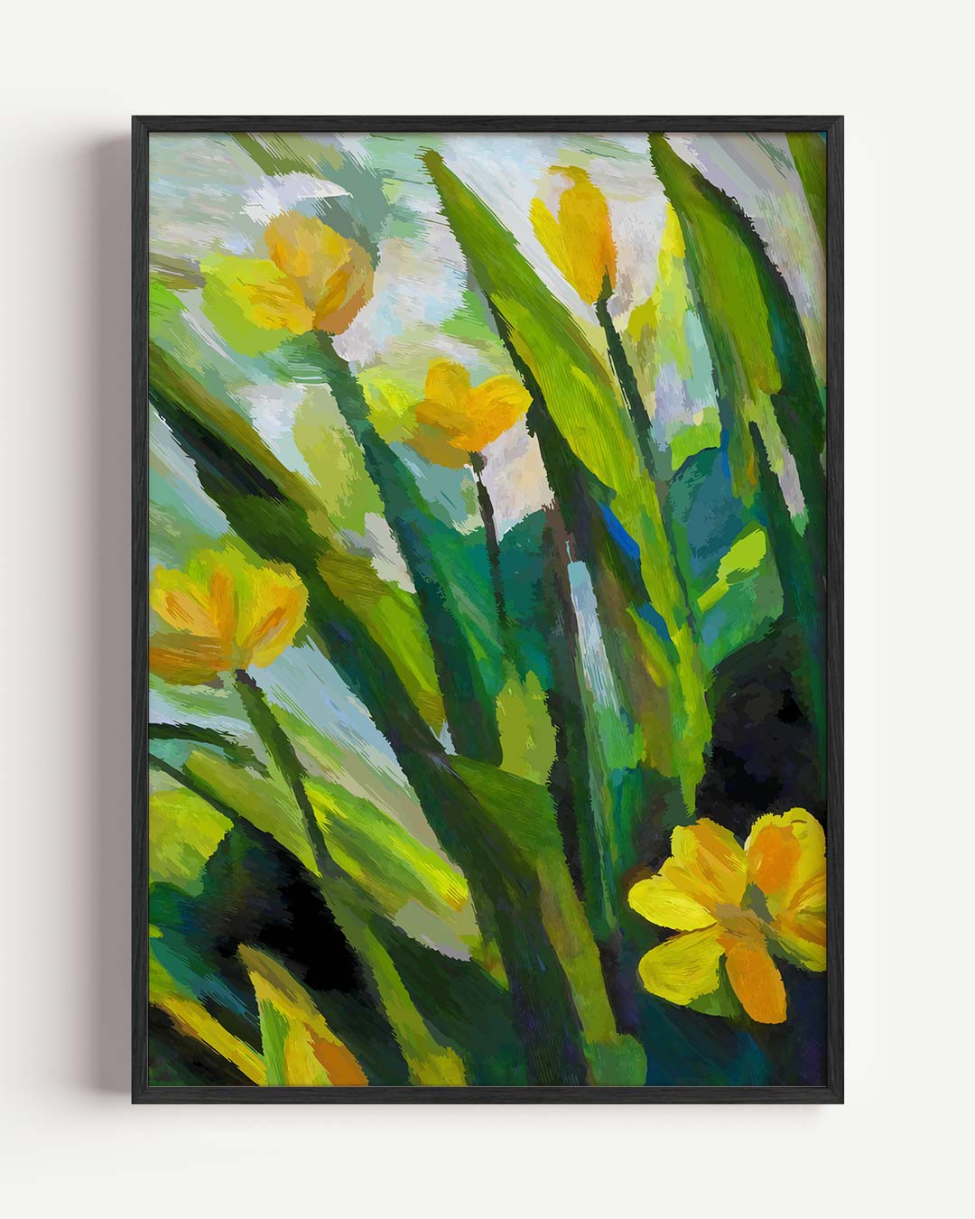 Bloeiende Lente Tulpenschilderij – bloemen portret poster als wanddecoratie