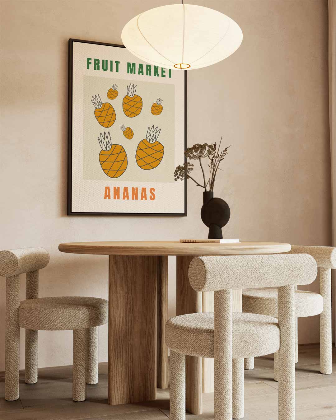 Fruit Market Ananas Poster – canvas wanddecoratie in portret formaat