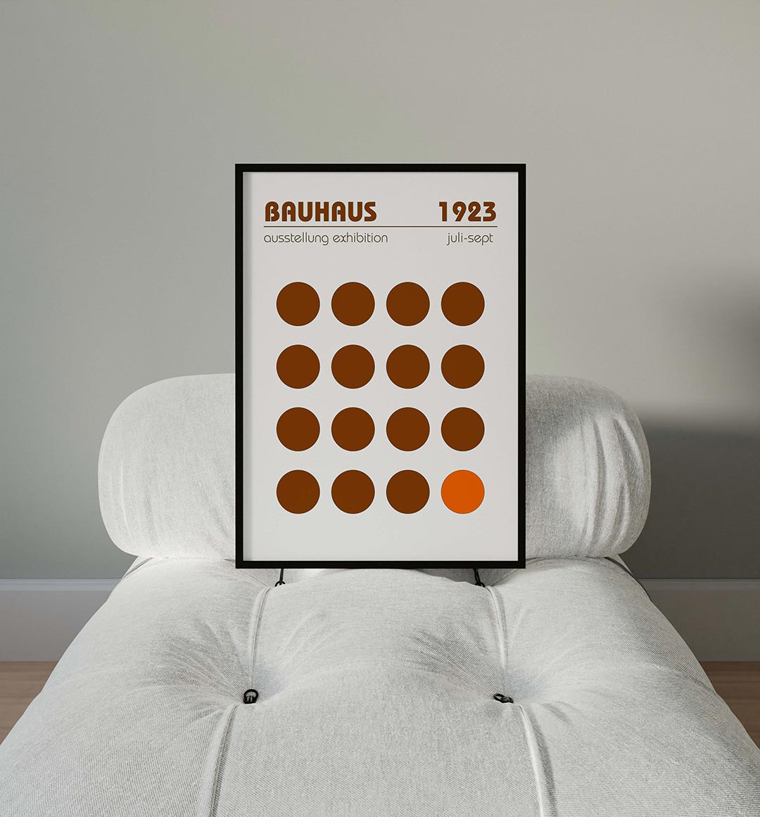 Cirkelpatroon en tekst – moderne Bauhaus wandkunst als poster