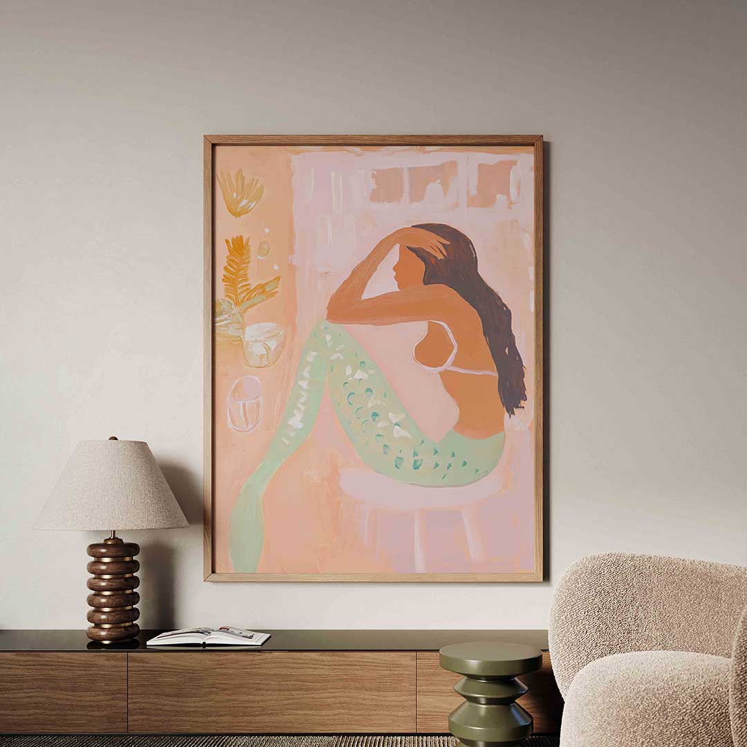 Zeemeermin in pastel – tropische jungle poster in staand formaat