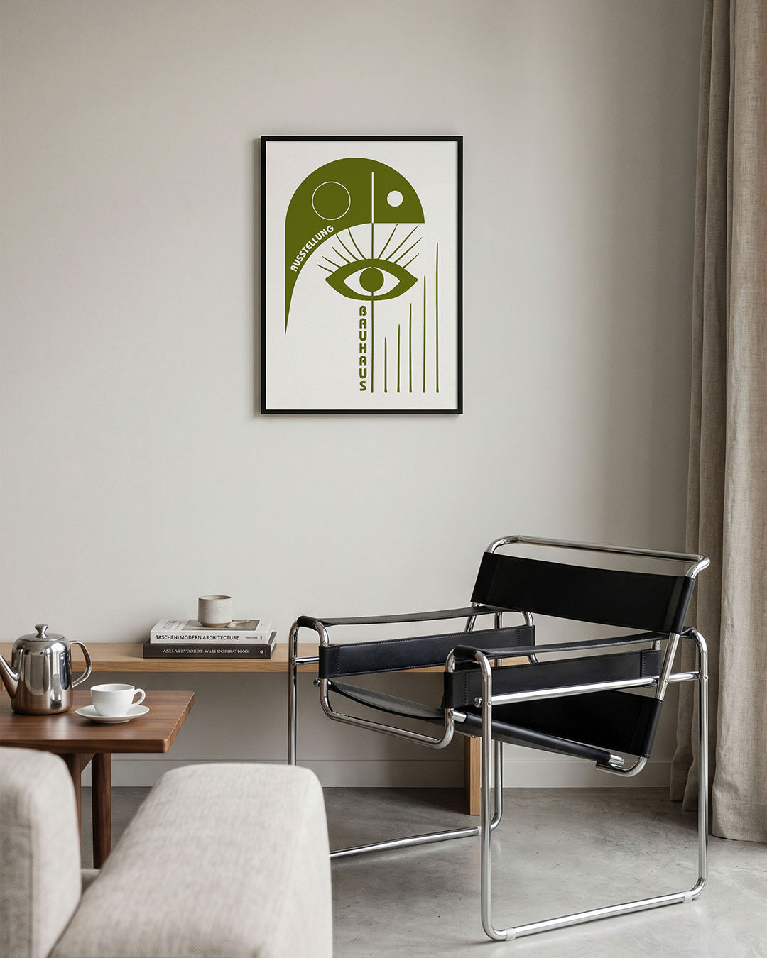 Oog en lijnen – geometrische Bauhaus poster in staand formaat