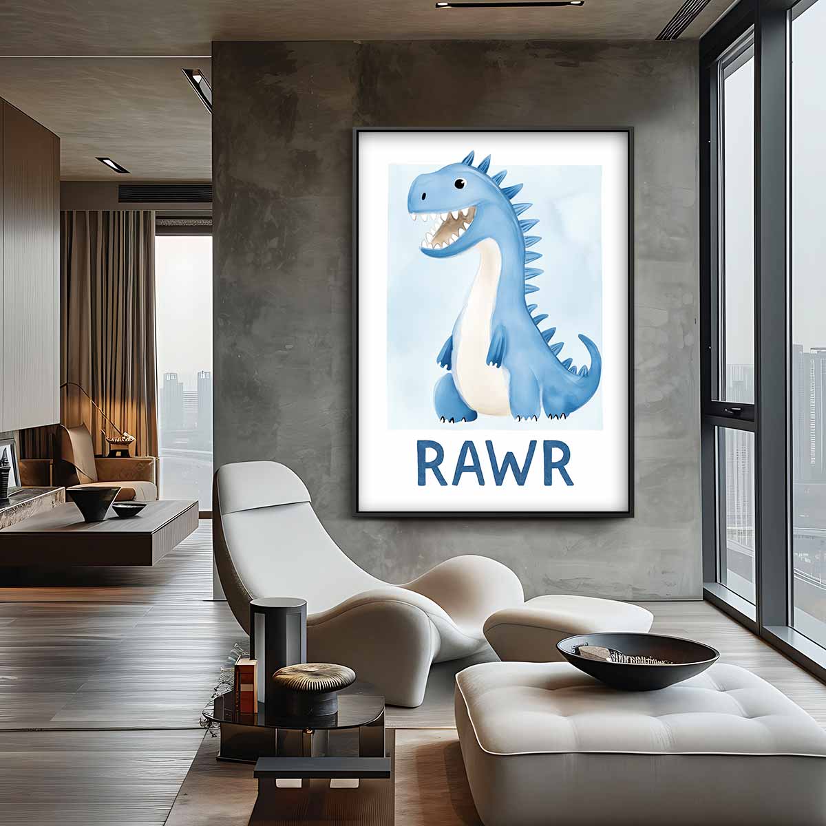 Vrolijke Dino Poster – canvas wanddecoratie in portret formaat