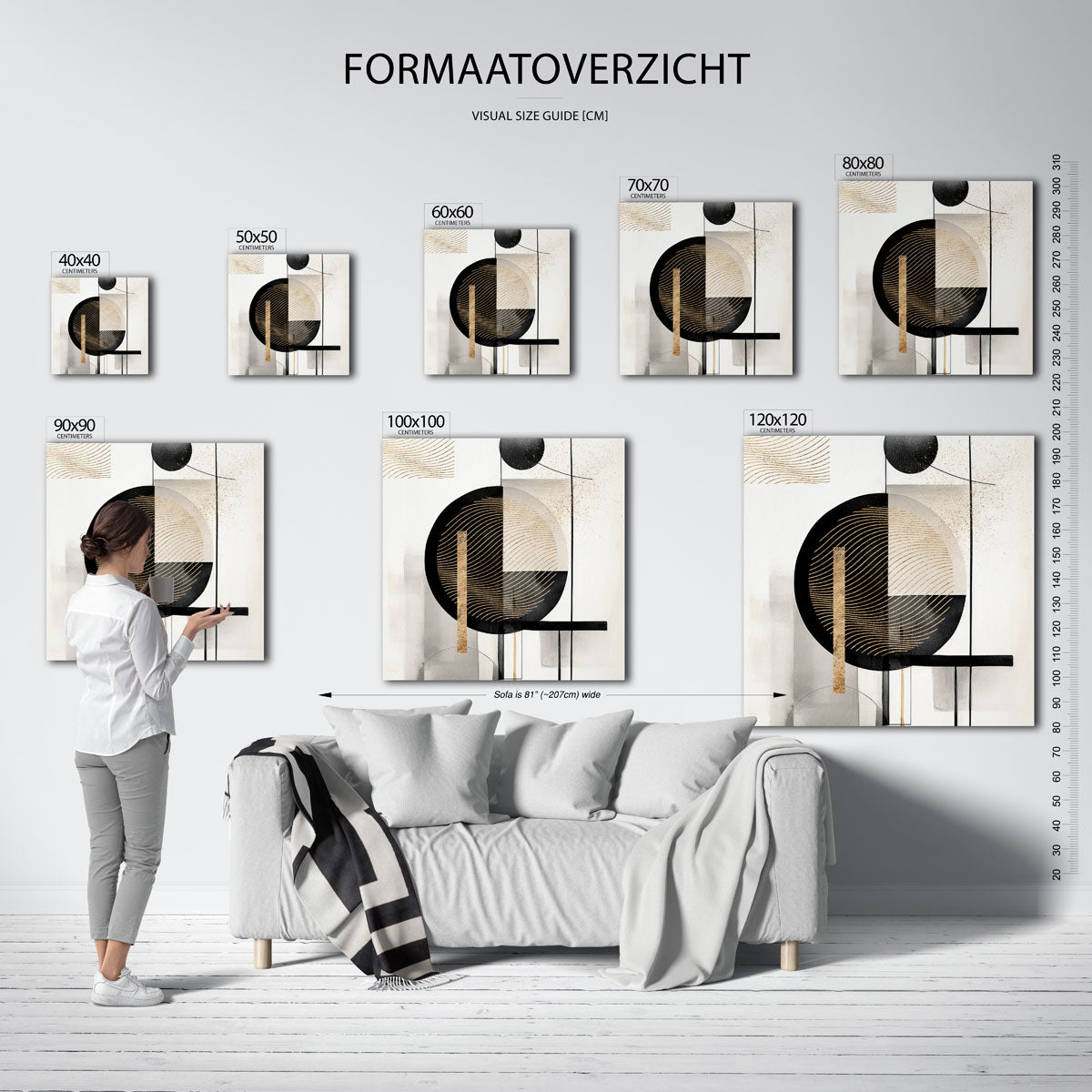 Abstracte vormen – vierkante muurposter met zachte abstracte vormen