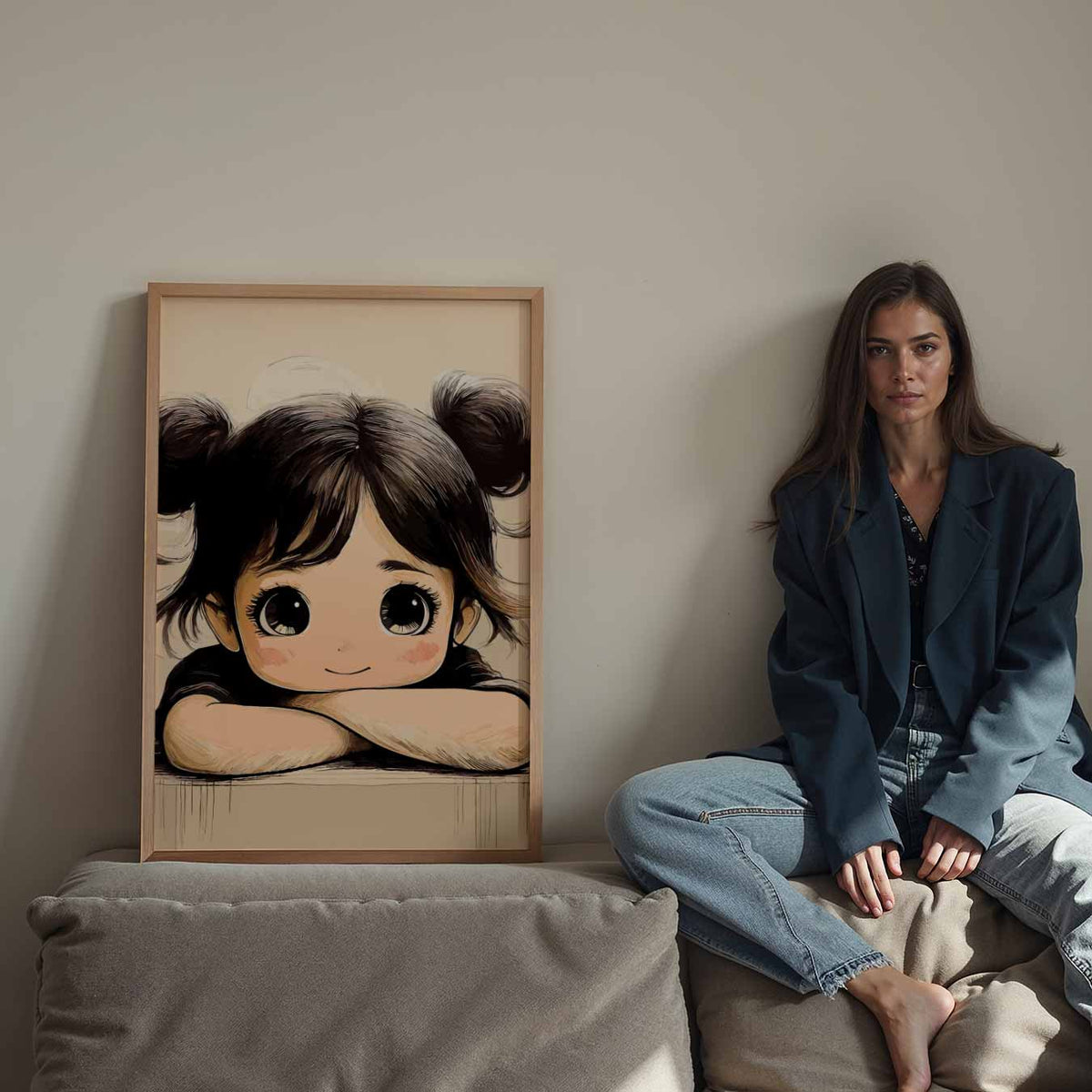 Schattige Meisjesposter – Streetart wandkunst als portret poster