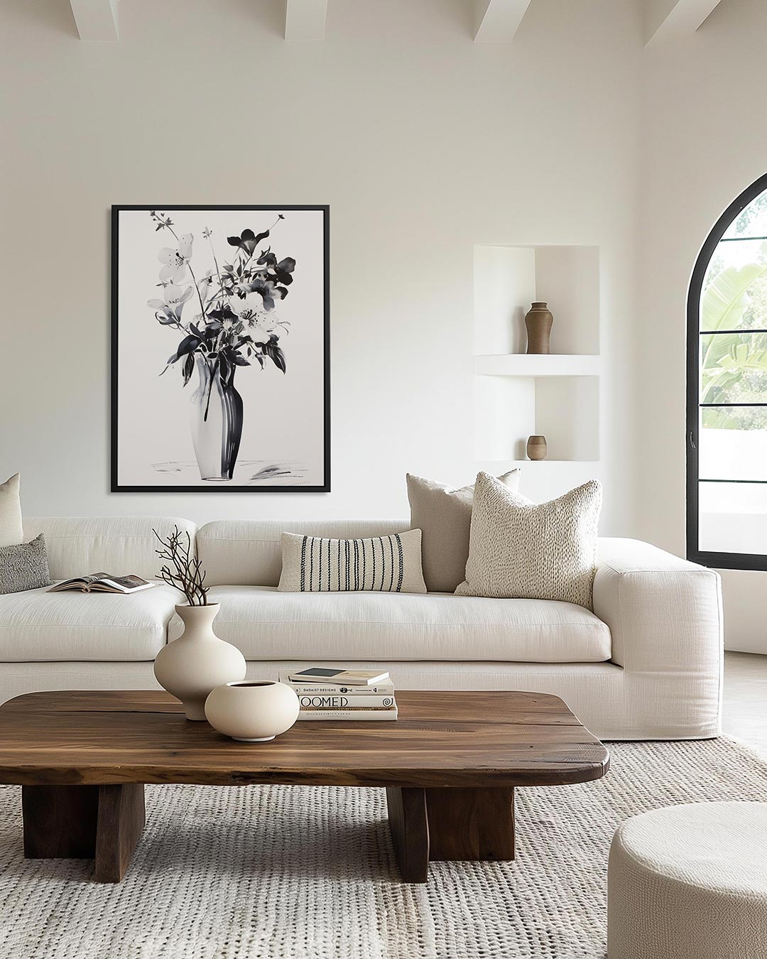 Bloemen in vaas – moderne staande wandkunst