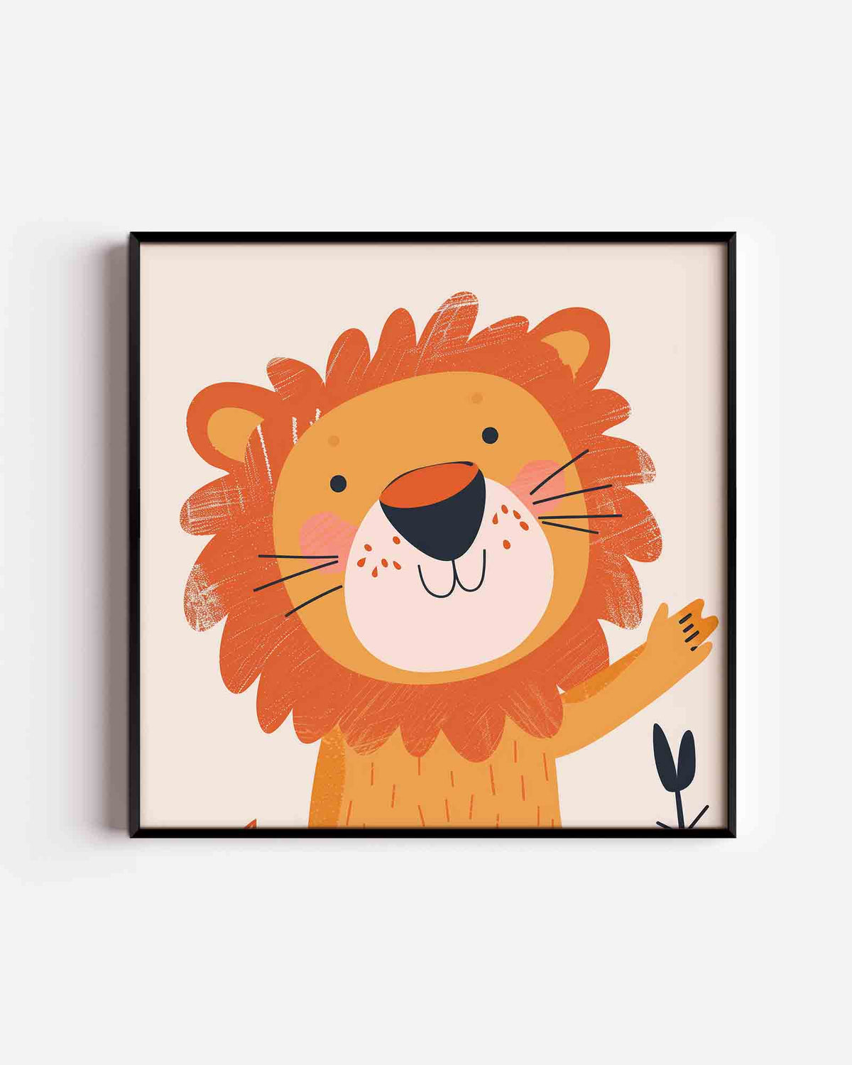 Lachende leeuw – vierkante kinderposter als wanddecoratie