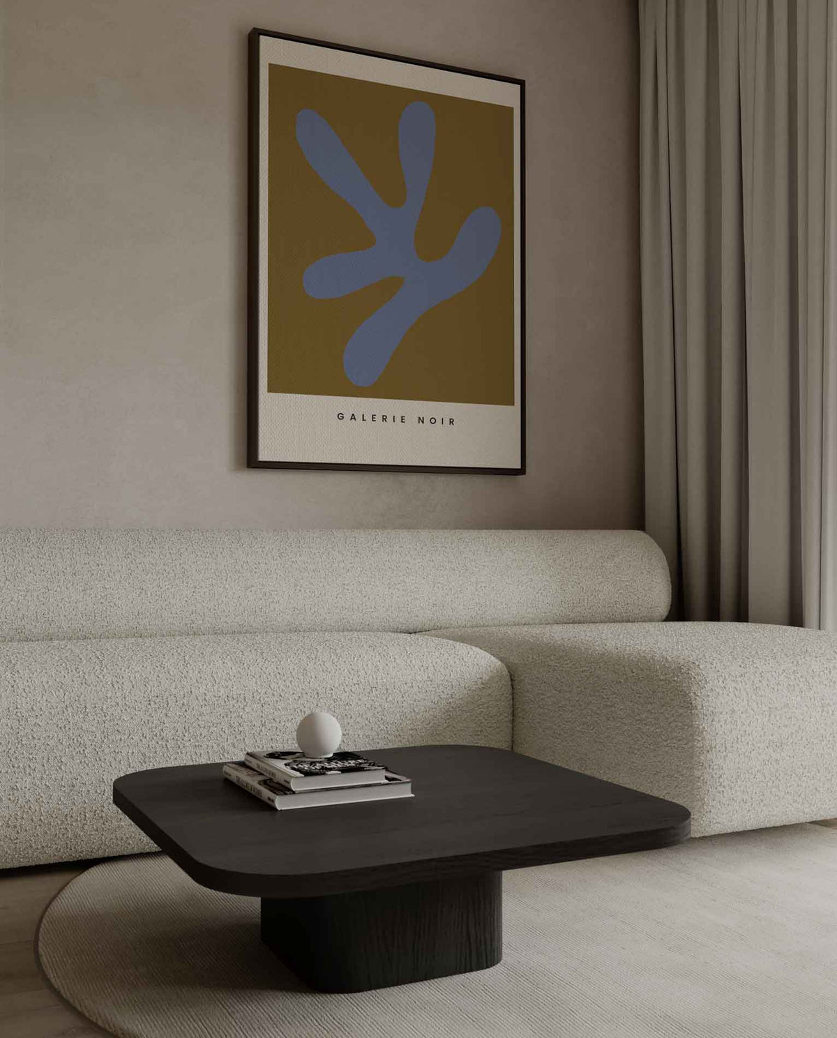 Abstracte Expressie in Blauw en Bruin – dibond kunstwerk als wanddecoratie