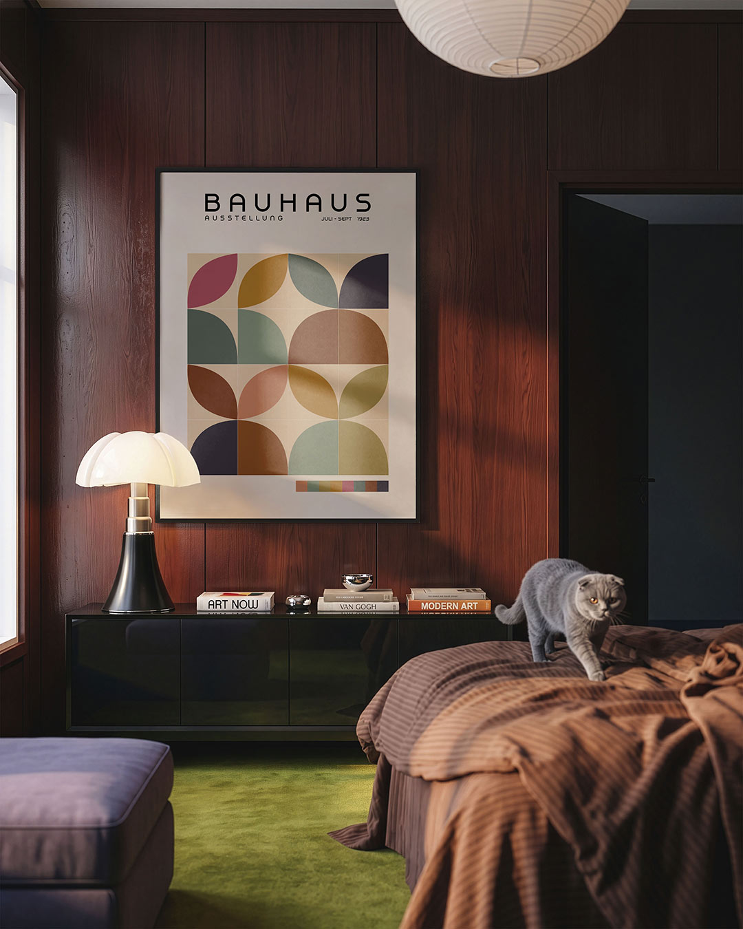 Vormritme en kleur – geometrische Bauhaus poster in staand formaat