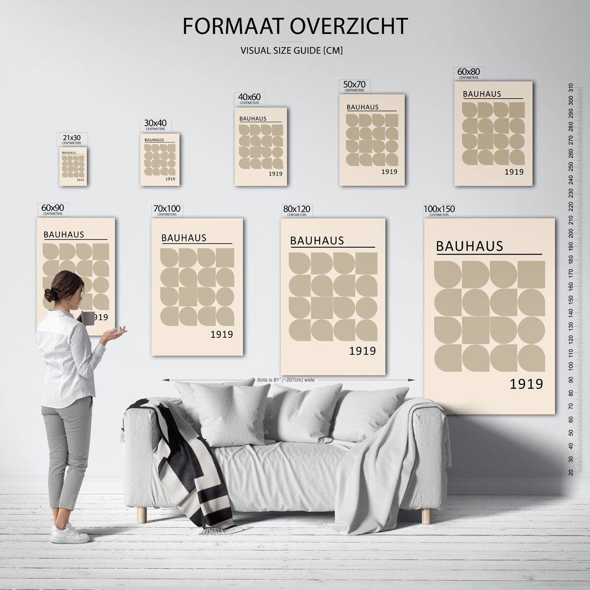 Vormritme en balans – geometrische poster in Bauhaus-stijl van WallArtistic