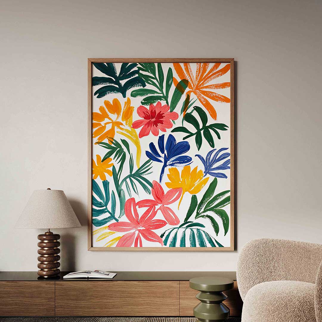 Bloemen en bladeren – tropische jungle poster in staand formaat