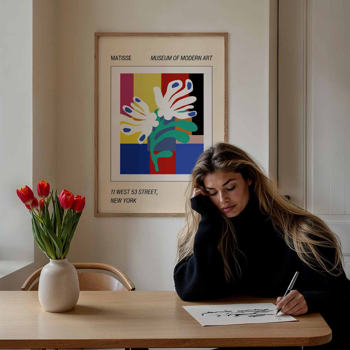 Kleurrijke Matisse Bloemenposter – abstracte wandkunst als portret poster