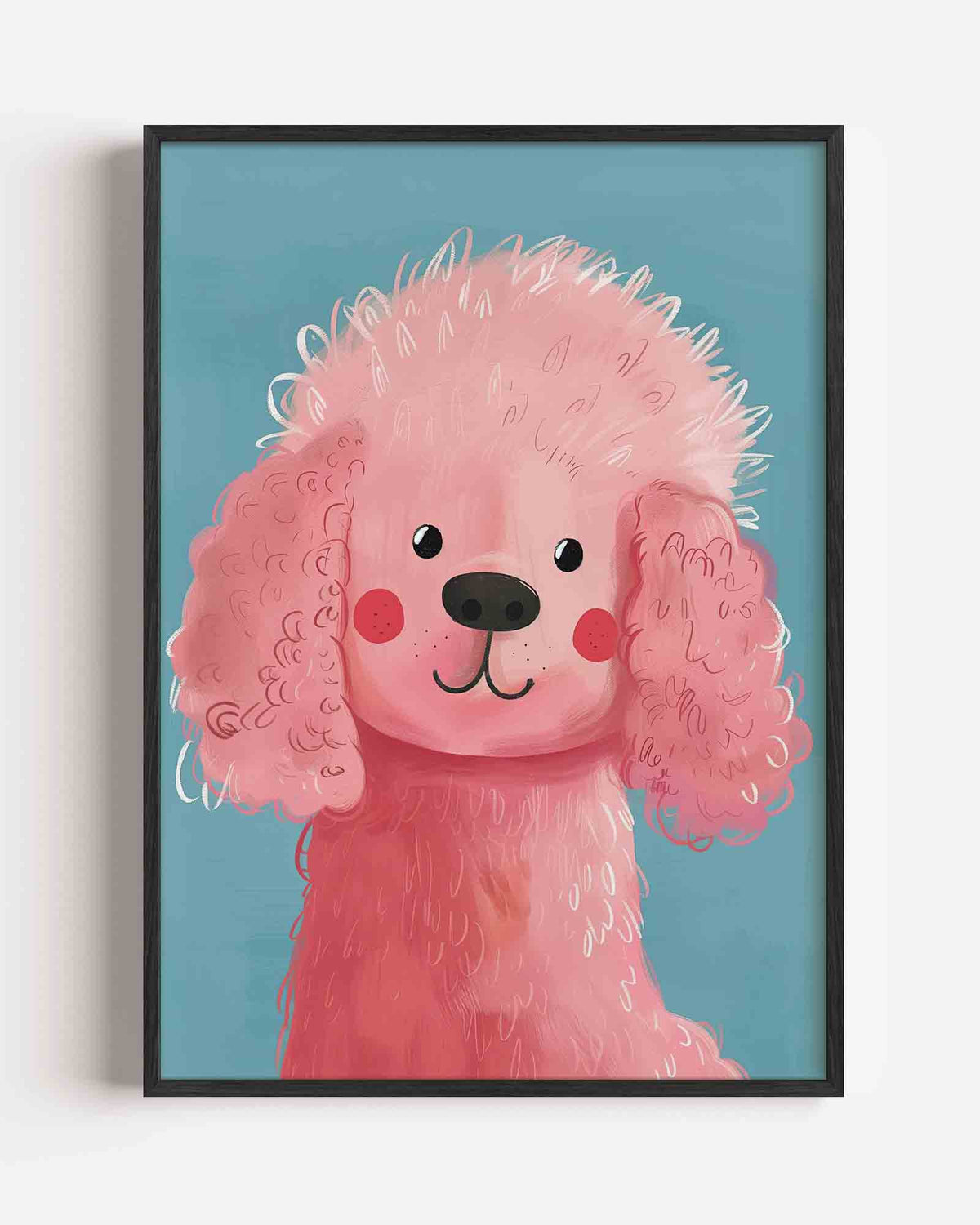 Roze hond – kids portret poster als wanddecoratie