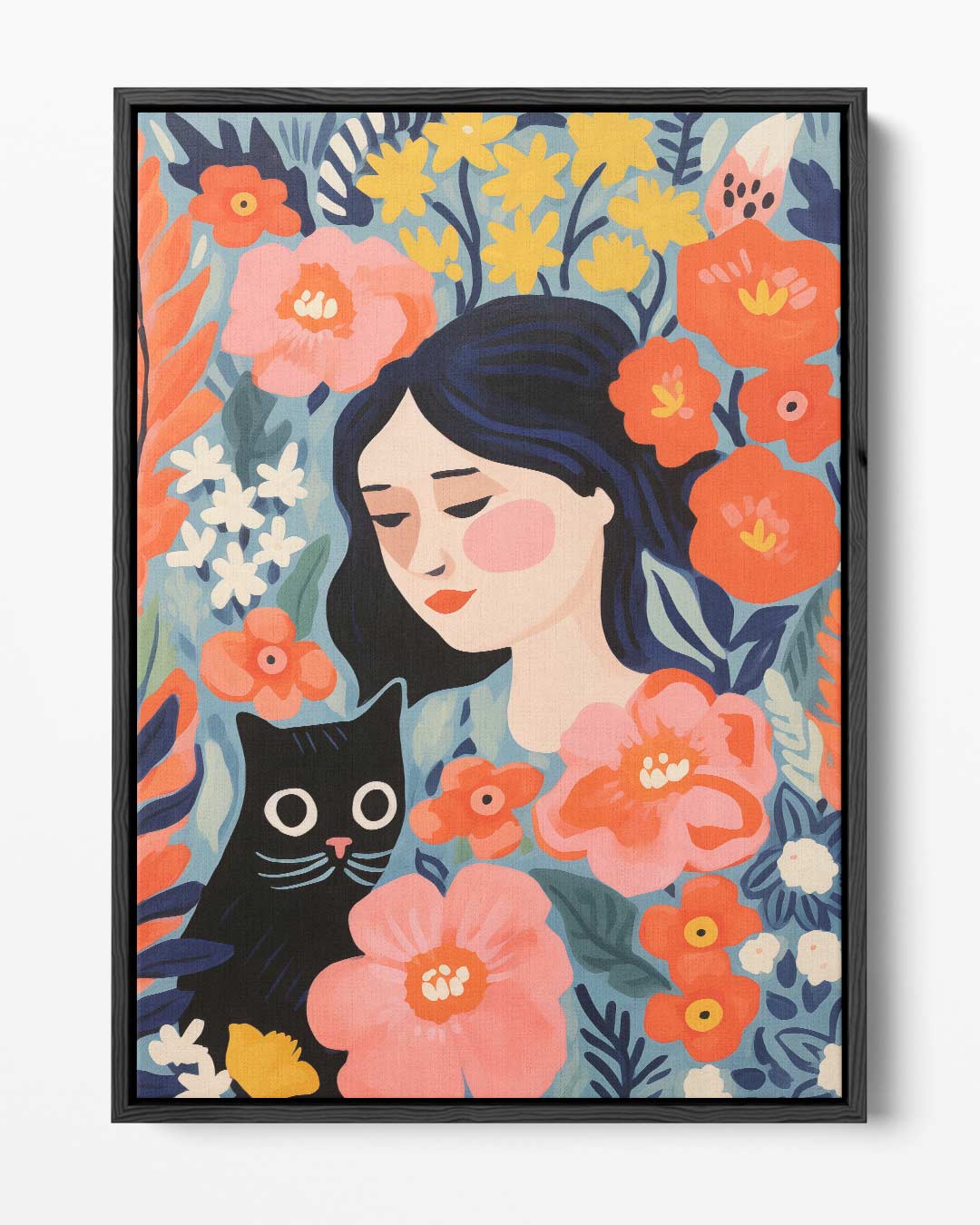 Bloemendroom met Kat – portret kunstwerk als wanddecoratie