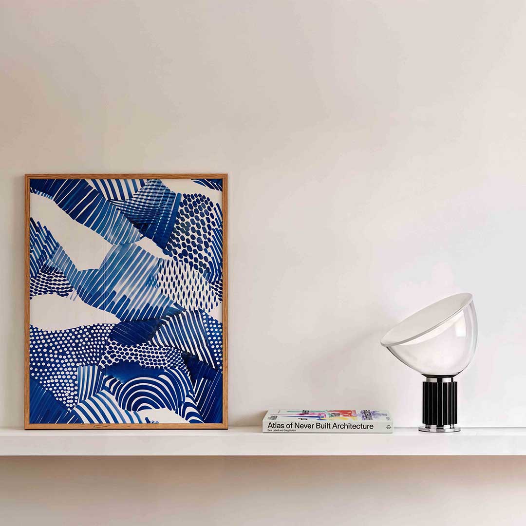 Abstracte blauwe patronen – kleurrijke illustratie als portret poster