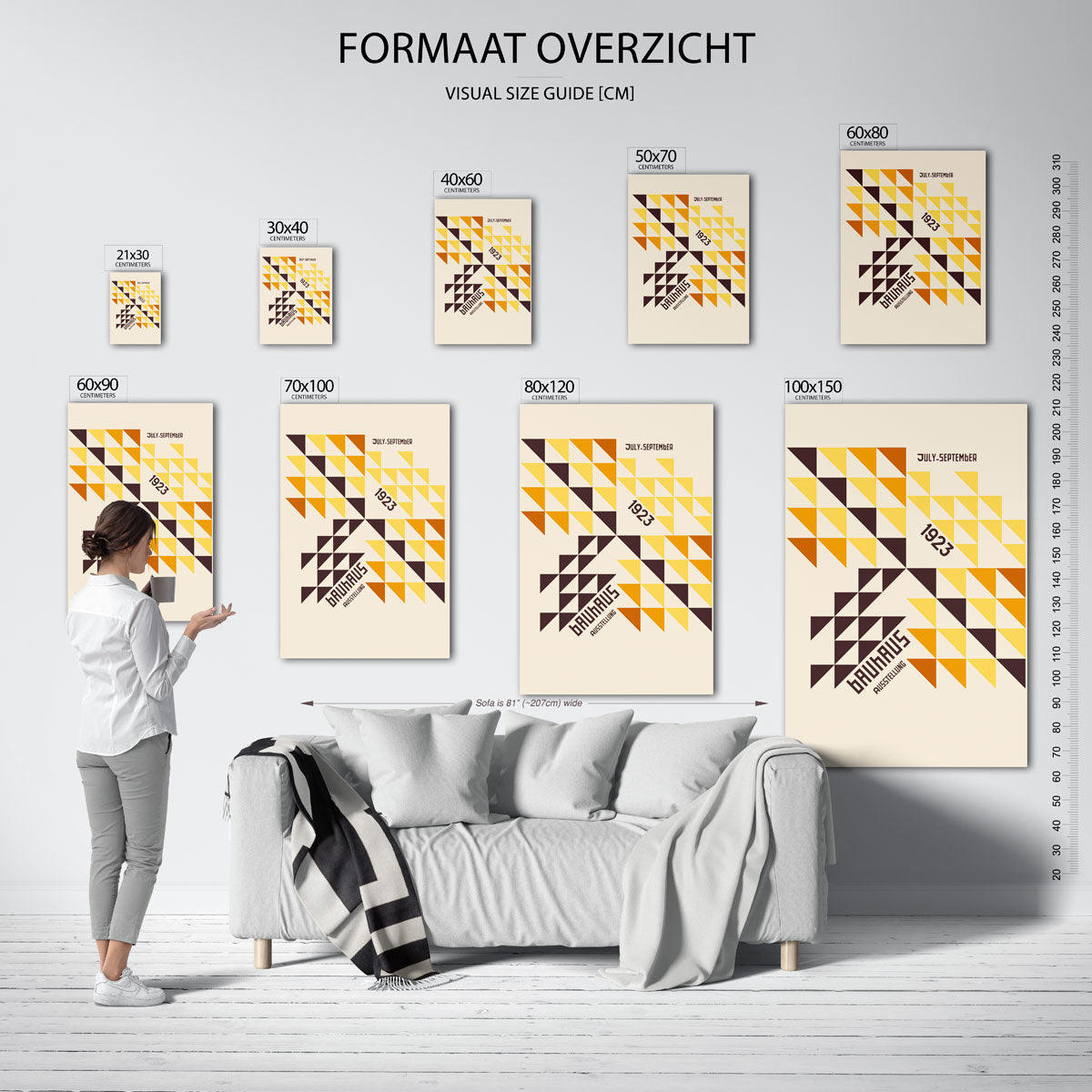 Driehoekige vlakverdeling – geometrische poster in Bauhaus-stijl van WallArtistic